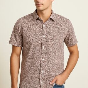 Men's Brown Floral Short Sleeve Shirt